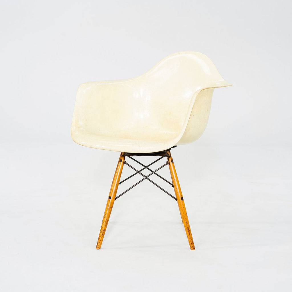 C. 1950 Herman Miller Eames PAW Swivel Chair w/ Birch Dowel Base in Parchment