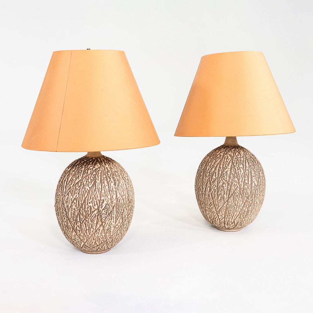 1950s Sgraffito Hand-Thrown Pottery Table Lamps by Lee Rosen for Design-Technics
