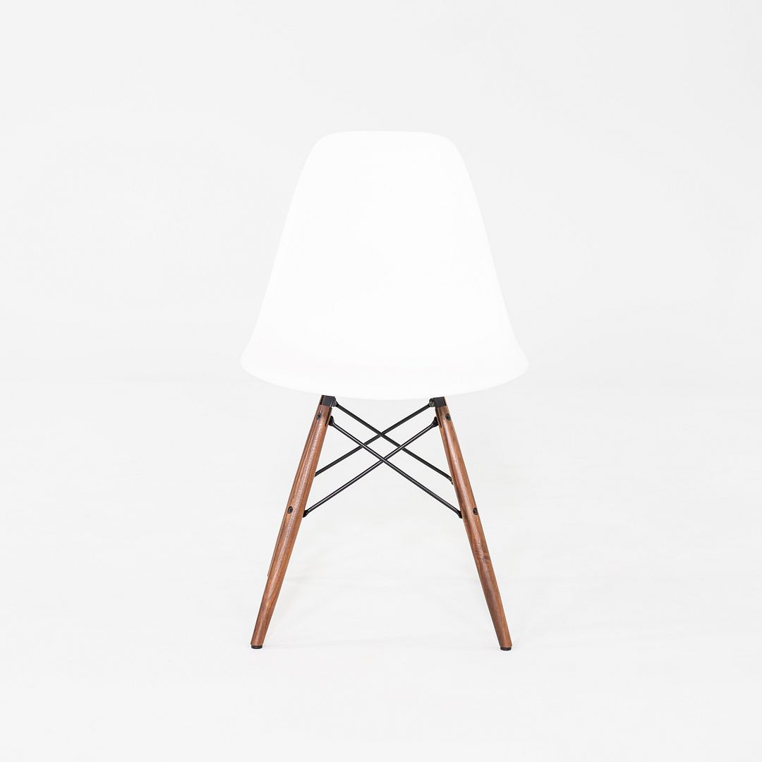 2021 Herman Miller Eames DSW Dining Side Chair in White w/ Walnut Base 4x Avail
