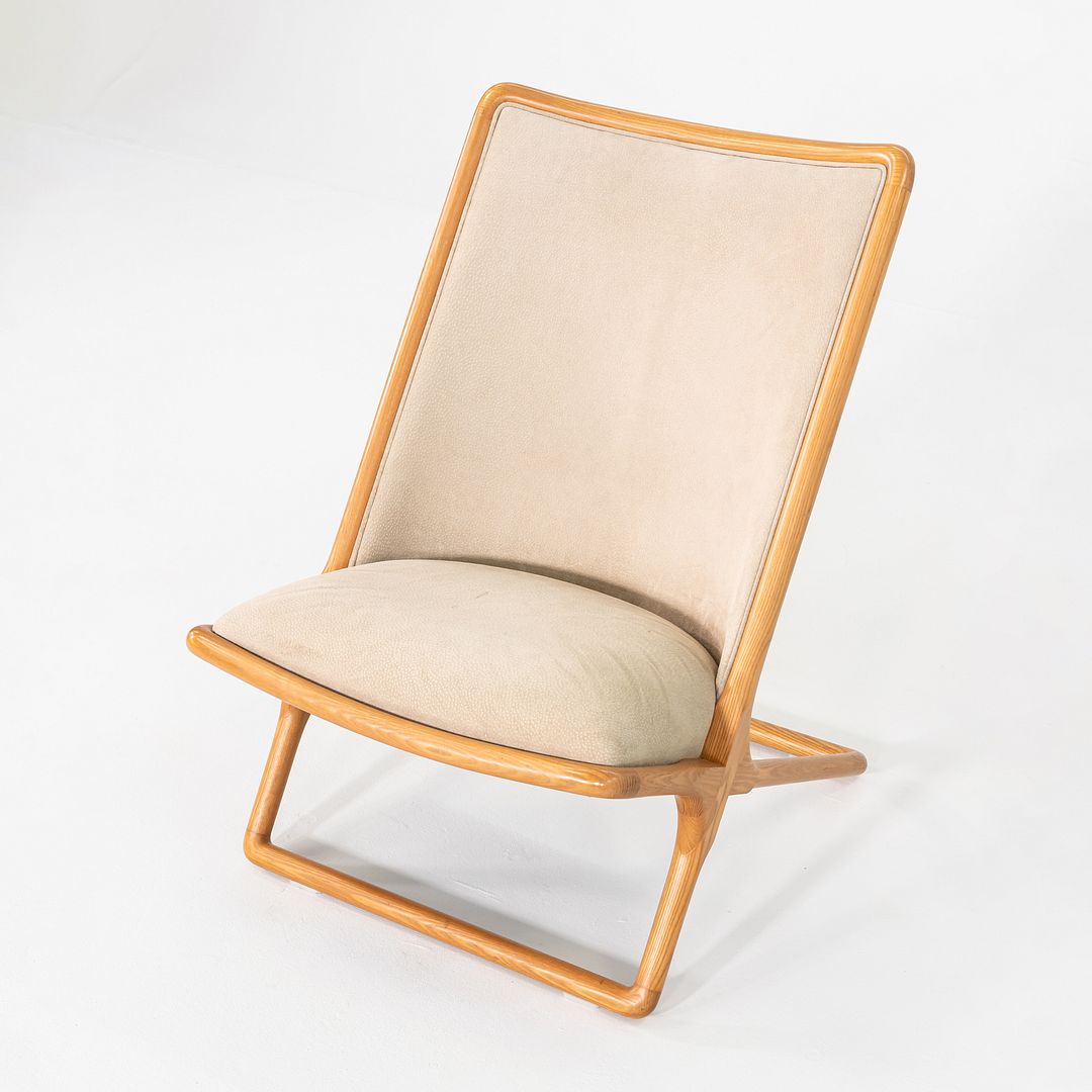 1980 Pair of Ward Bennett for Brickel Associates Scissor Chairs in Ash and Suede