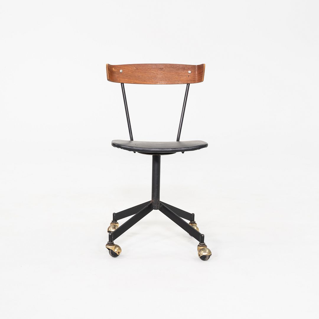 1960s Clifford Pascoe Desk Chair in Walnut by Lewis Street Metal Corp in Vinyl