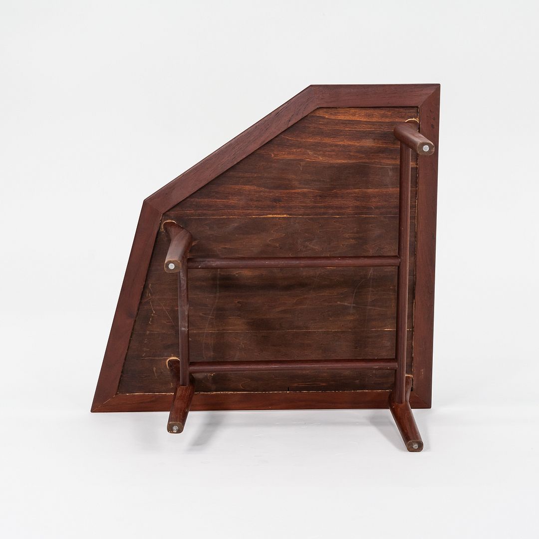 1960s Custom Danish Teak Corner End Side Table with Angular Design, 35x34x18.5