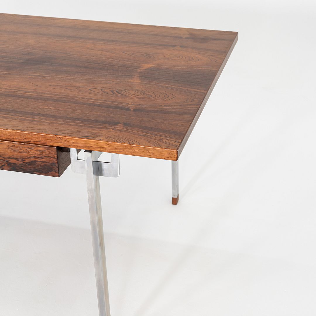 1960s Hans J. Wegner for Andreas Tuck AT325 Desk in Rosewood and Brushed Steel