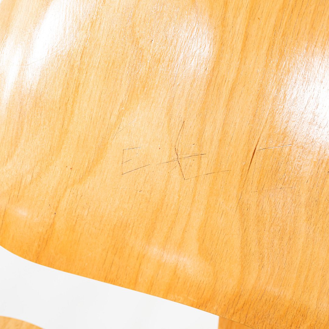 1947 Pair of Evans Eames LCW Chairs with Birch Seat and Ebonized Ash Legs 5-2-5