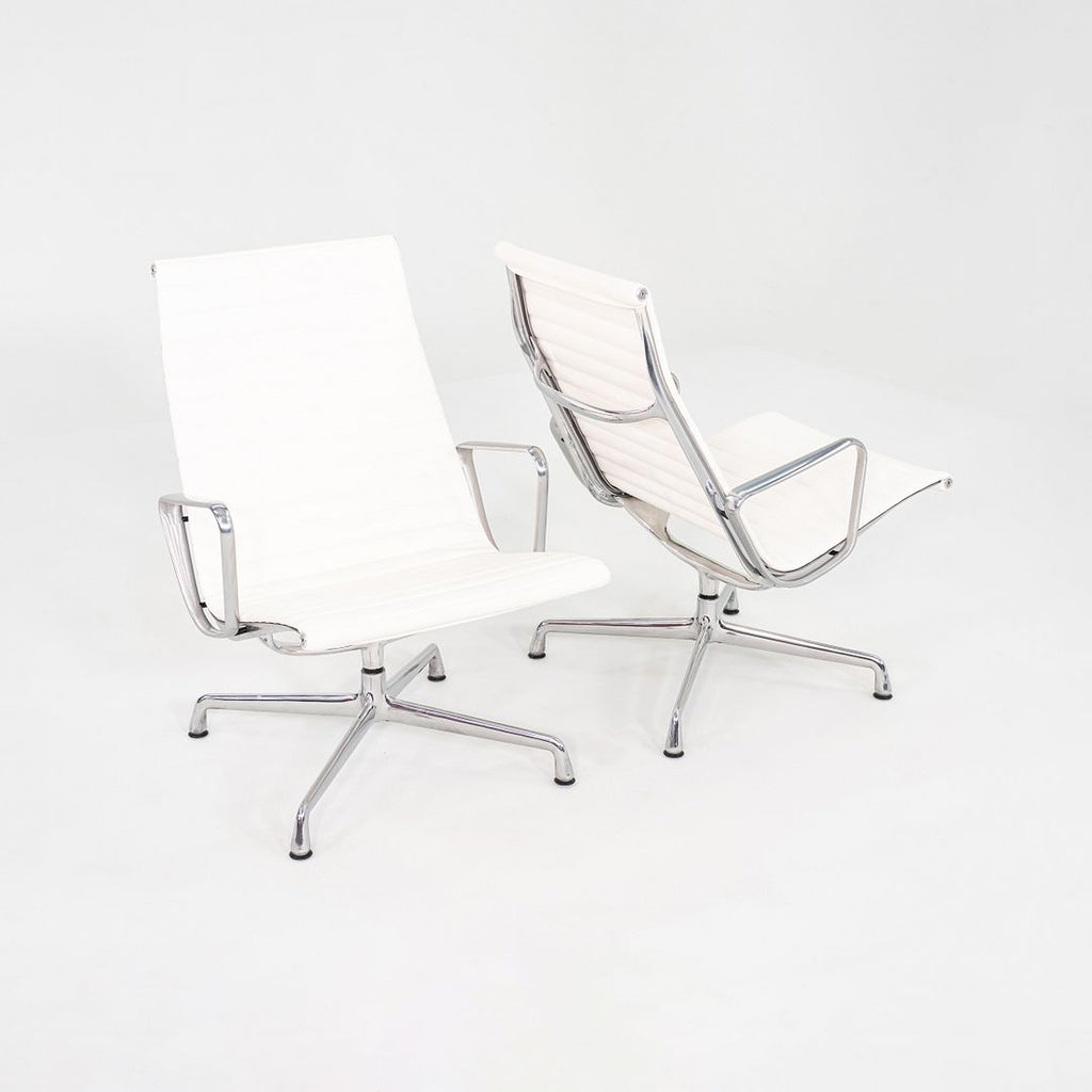 2020 Herman Miller Eames Aluminum Group Lounge Chair in White Leather 4x Avail