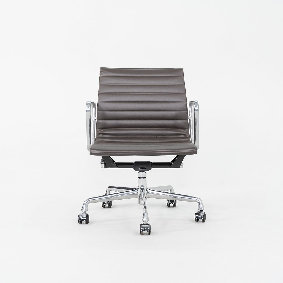 SOLD 2010 Herman Miller Eames Aluminum Group Management Desk Chair in Brown Leather
