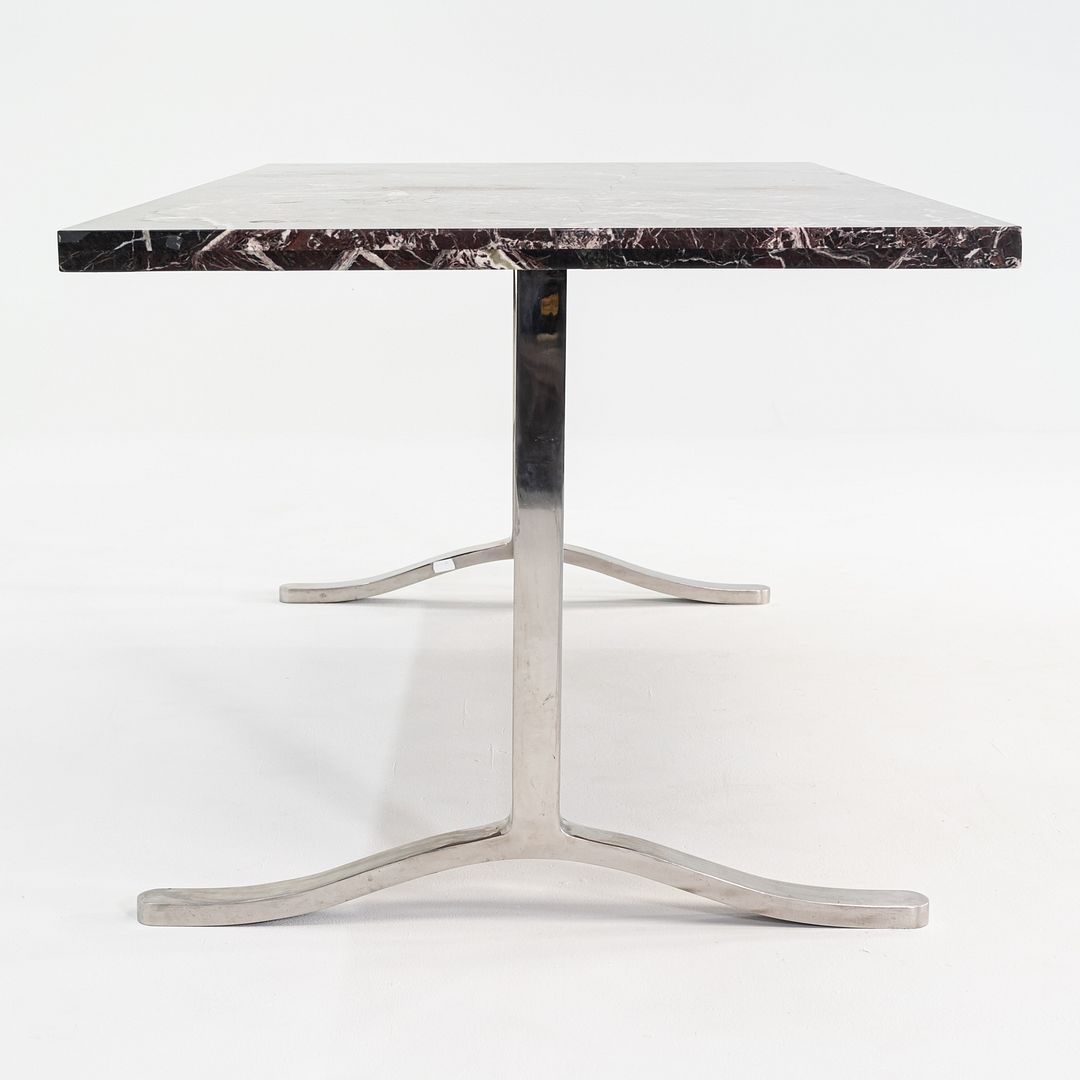 1970s Nicos Zographos Rosso Levanto Marble & Stainless Steel Alpha Dining Table
