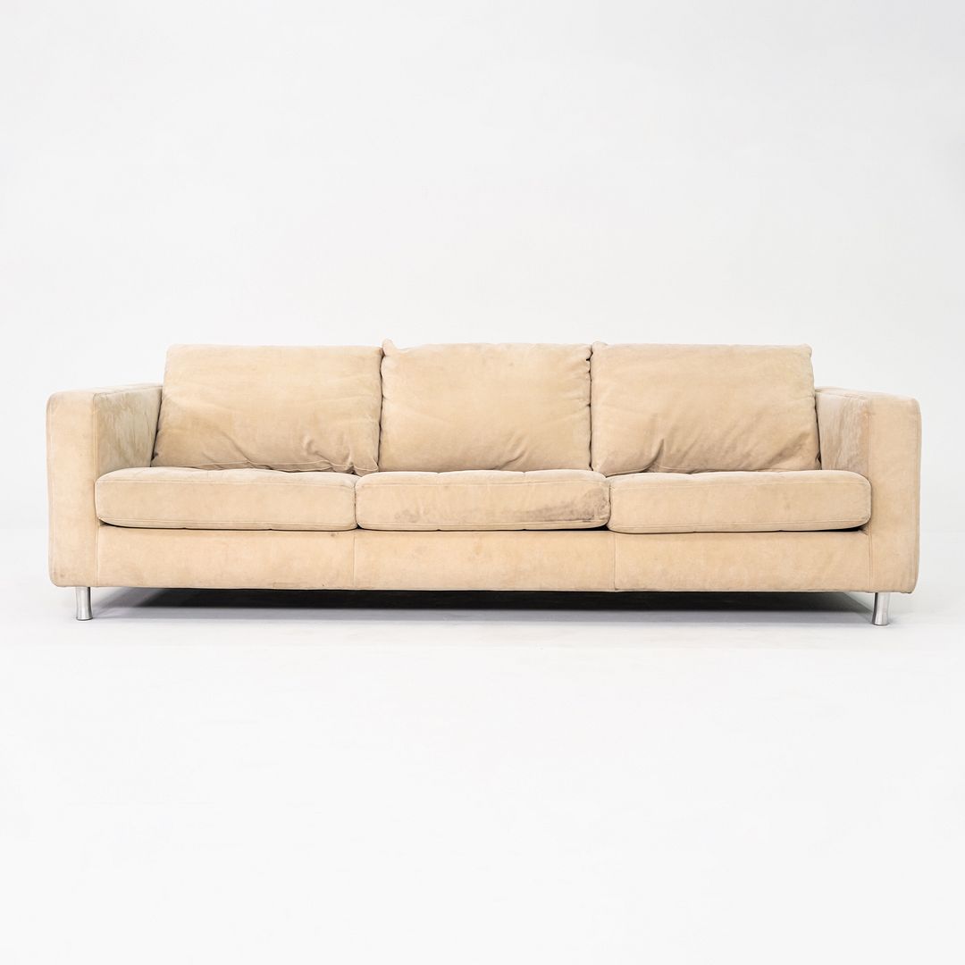 1990s Ligne Roset Tufted Three Seat Lenny Sofa Upholstered in Beige Fabric