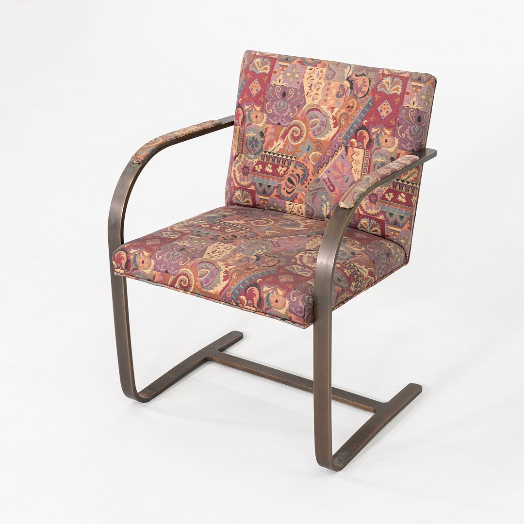 1971 Pair of Mies van der Rohe for Knoll Flat Bar Brno Chairs with Bronze Finish