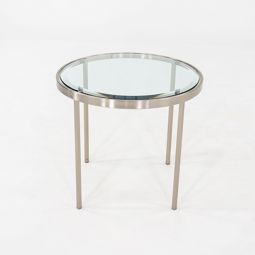 2000s Stainless Steel and Glass End Table Attributed to Geiger or Cumberland 27"