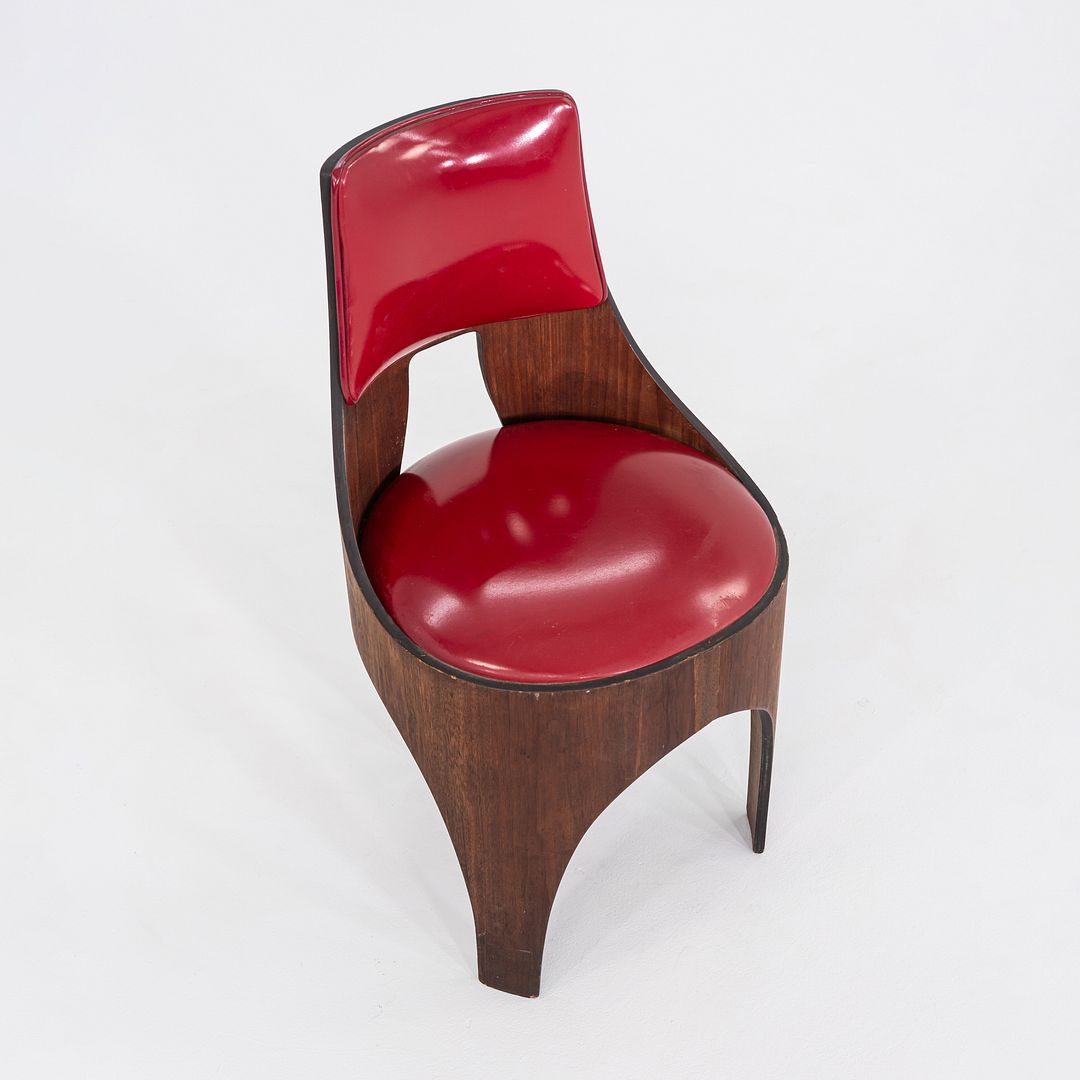 1950s Henry P. Glass for Richbilt Cylindra Dining Chair in Walnut and Red Vinyl