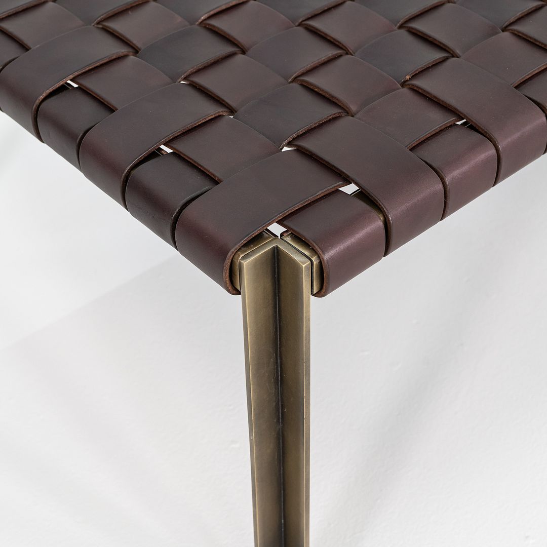 2020s Gratz / Laverne TG-18 Large Bench in Bronze with Woven Dark Brown Leather