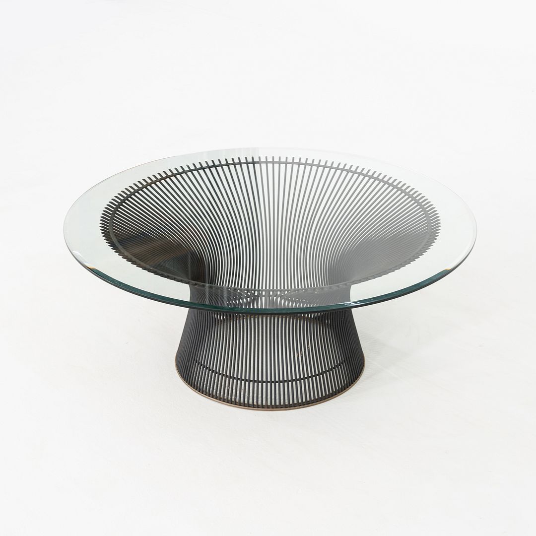 SOLD 1960s Warren Platner for Knoll Coffee Table 36 Inch Glass Top in Dark Bronze