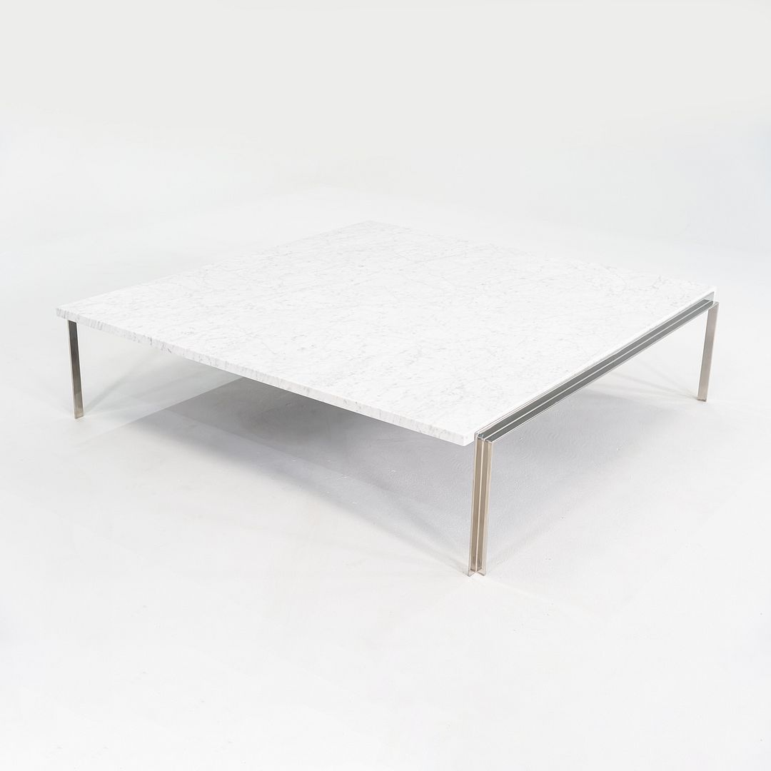 1990s Steel & Carrara Marble Coffee Tables Attributed to Treitel Gratz 2x Avail