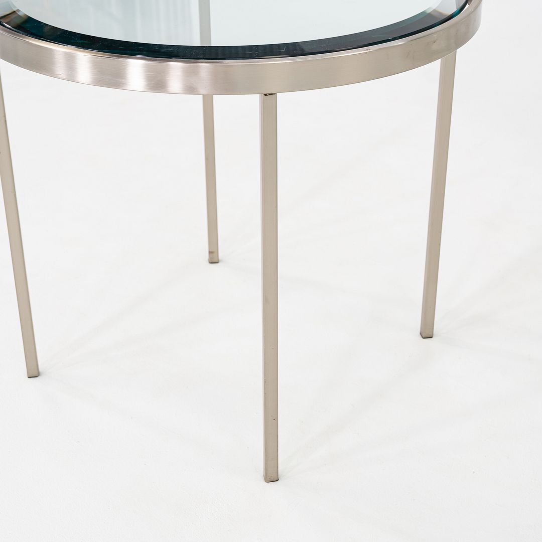 2000s Stainless Steel and Glass End Table Attributed to Geiger or Cumberland 27"