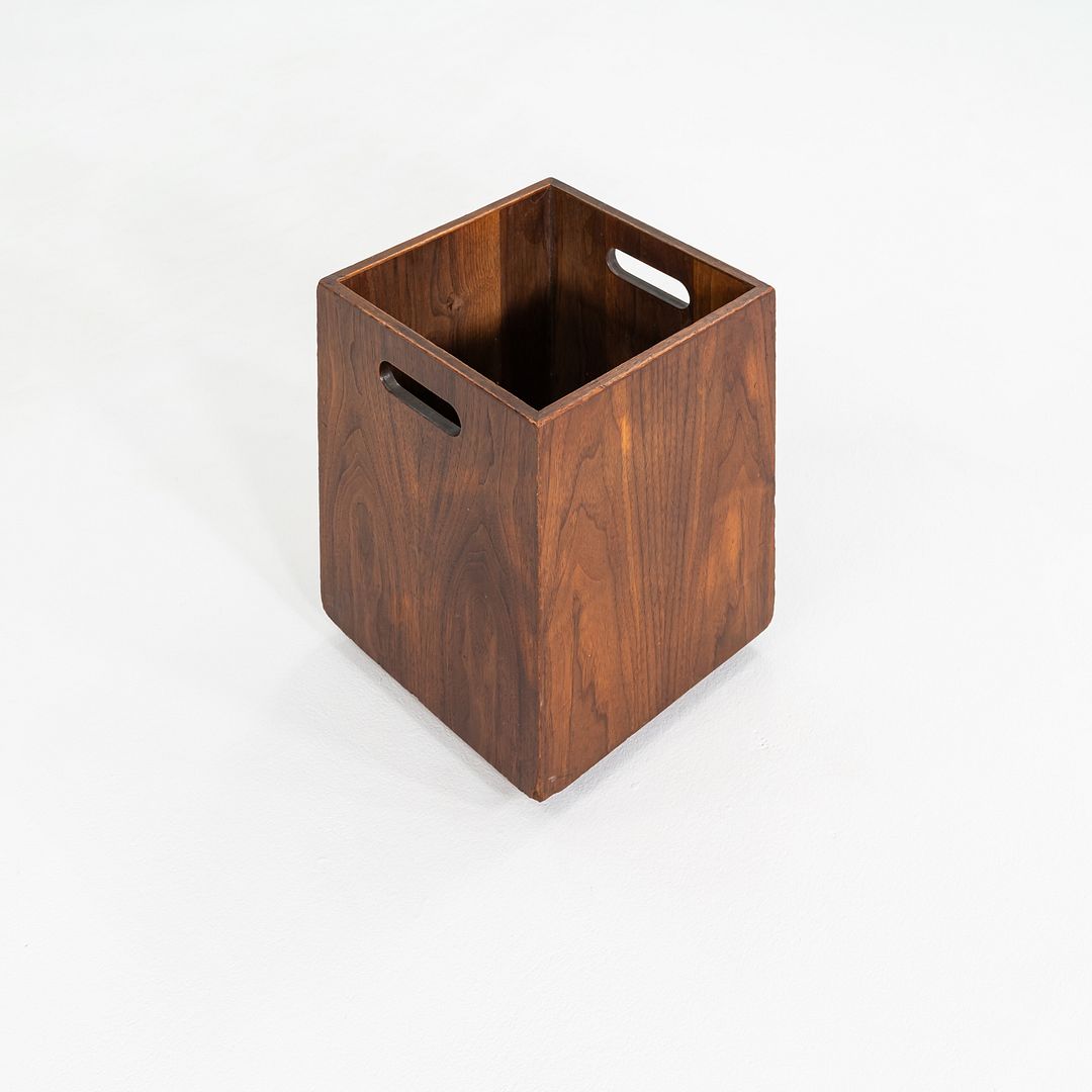 1970s Jens Risom Design Mid-Century Modern Wastebasket Trash Can in Walnut