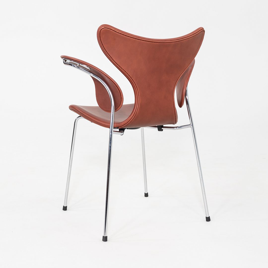 2022 Arne Jacobsen for Fritz Hansen Lily Arm Chair in Chestnut Grace Leather