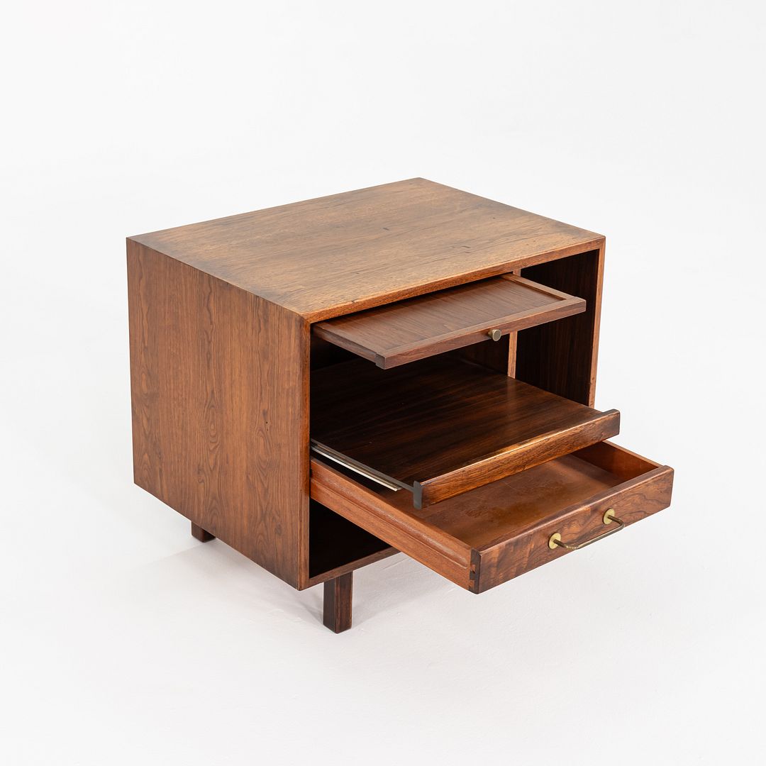 1970s Jens Risom Design 27 inch Cabinet / Nightstand in Walnut w/ One Drawer