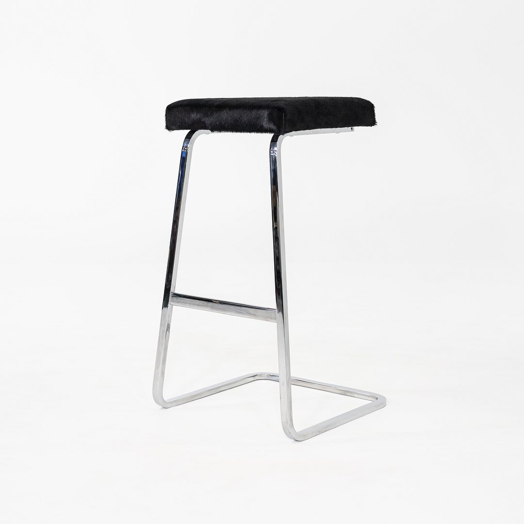 2020s Mies Van Der Rohe for Knoll Four Seasons Bar Stool Hair on Hide 7x Avail