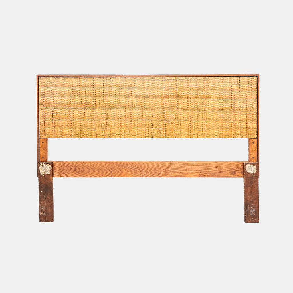 1960s Florence Knoll Cane and Walnut Full-Size Headboard, Model 740 WP 55x37"