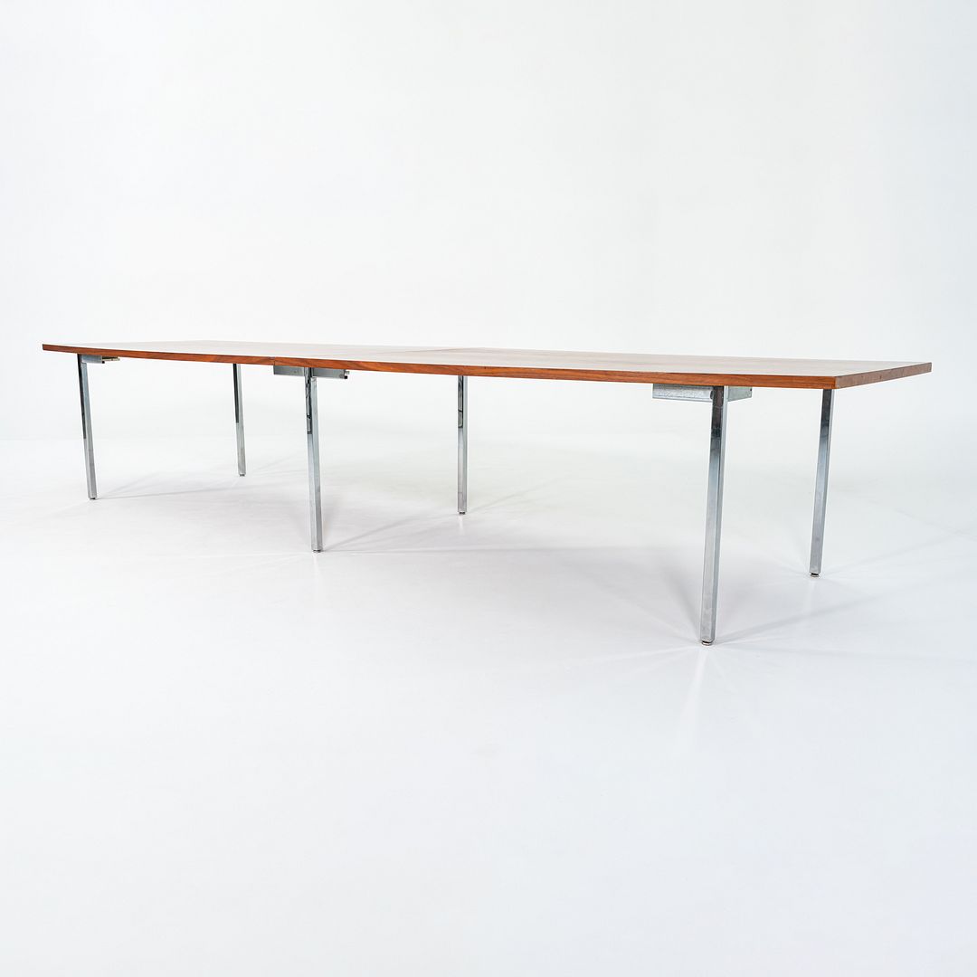 1970s 12.5ft John Widdicomb Conference Table in Walnut with Chromed Steel Legs