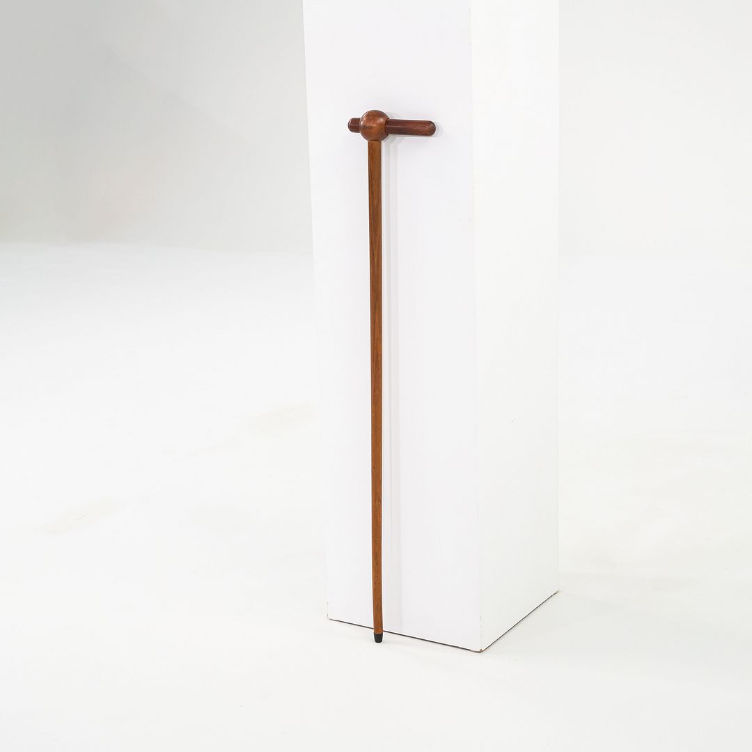 1970s Scandinavian or Danish Custom Teak Cane or Walking Stick w/ Metal 35.5"