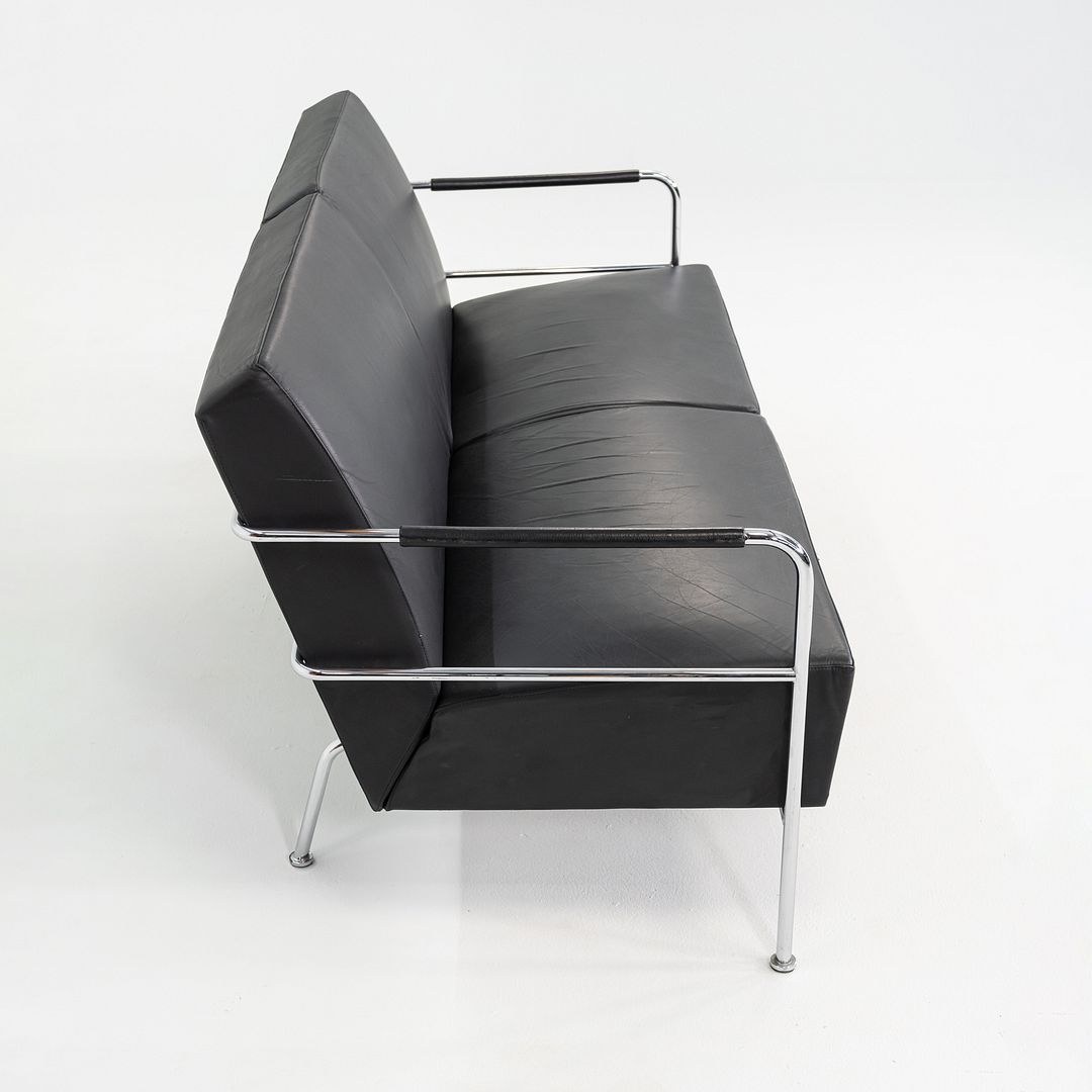 1990s Gunilla Allard for Lammhults Cinema Sofa / Loveseat Steel & Black Leather