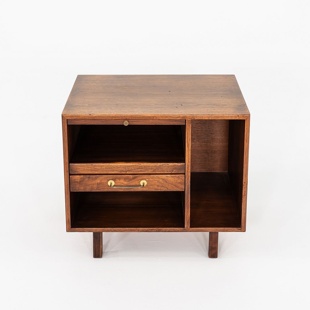 1970s Jens Risom Design 27 inch Cabinet / Nightstand in Walnut w/ One Drawer