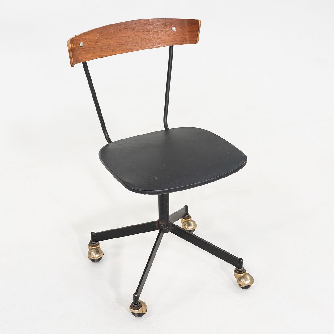 1960s Clifford Pascoe Desk Chair in Walnut by Lewis Street Metal Corp in Vinyl
