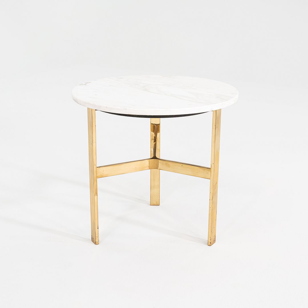 1970s Jacob Epstein Cumberland Side / End Table w/ Bronze Base & Marble Top 22"