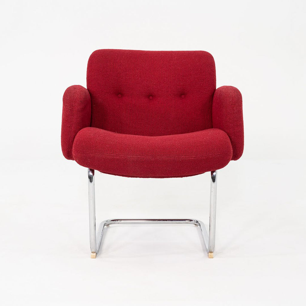 1970s Harvey Probber Cantilever Lounge Chair in Red Hopsack Upholstery Fabric