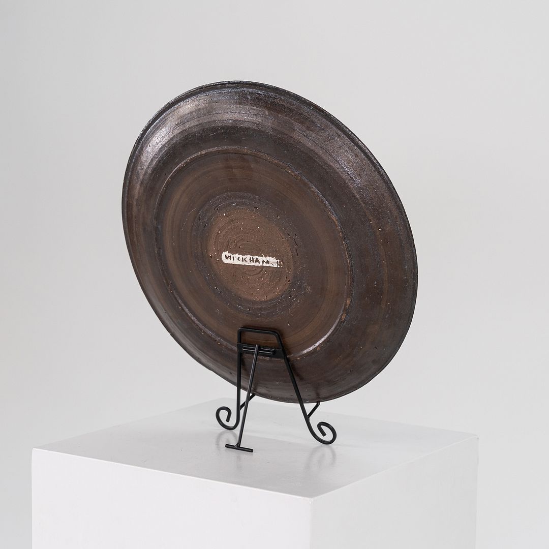 1950s Brown Salt-Glazed Stoneware Platter Nancy Wickham Boyd Studio Made in VT