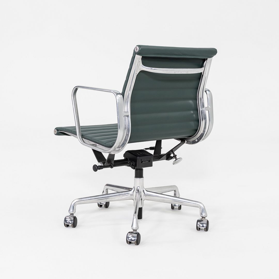 SOLD 2020s Herman Miller Eames Aluminum Group Management Desk Chair in Green Leather