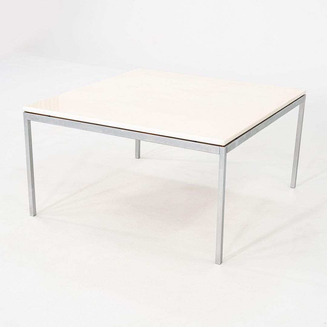 1970s Florence Knoll Coffee / End Table in Chromed Steel and White Marble 36"