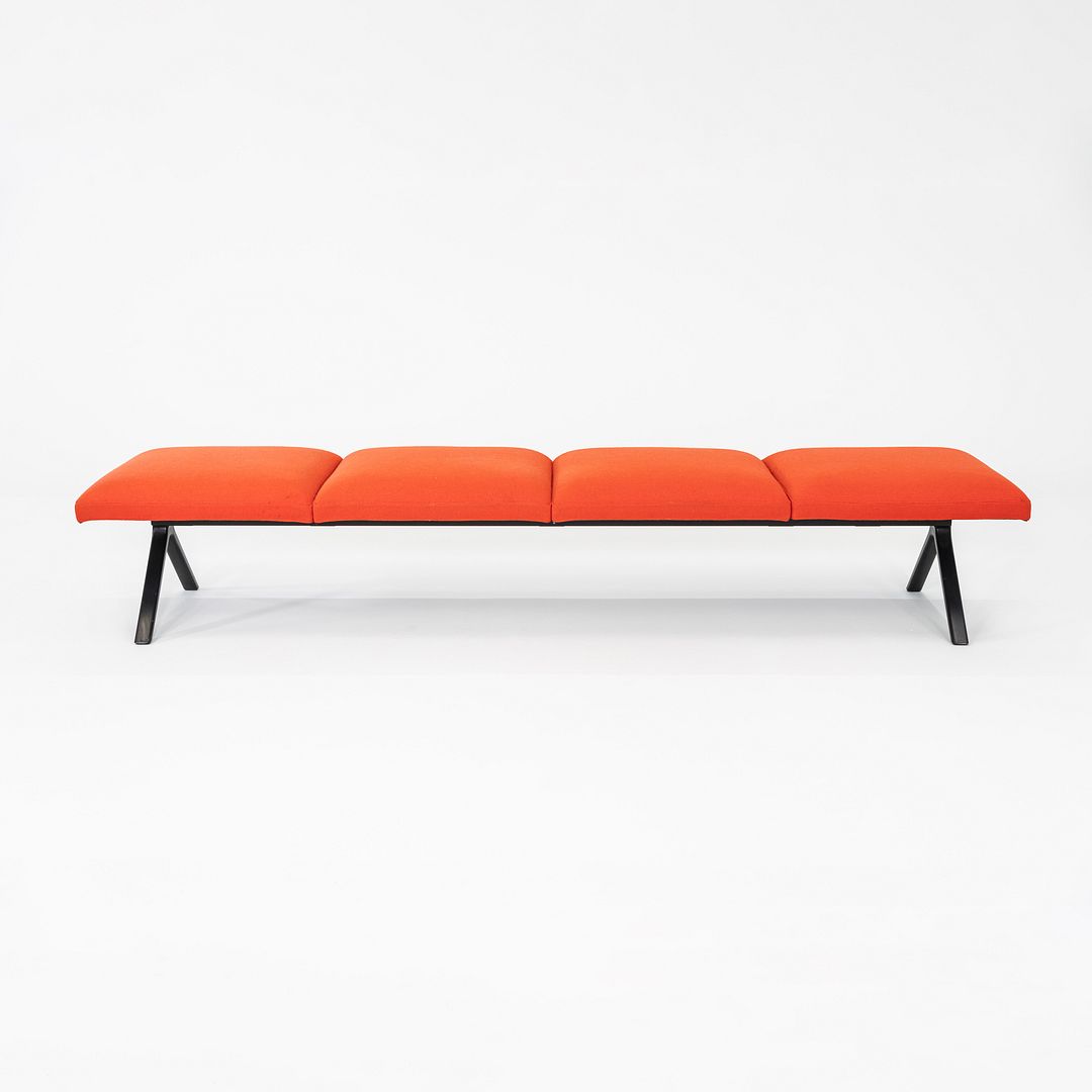 2020s Ichiro Iwasaki for Arper Four Seat Kiik Bench Upholstered in Orange Fabric