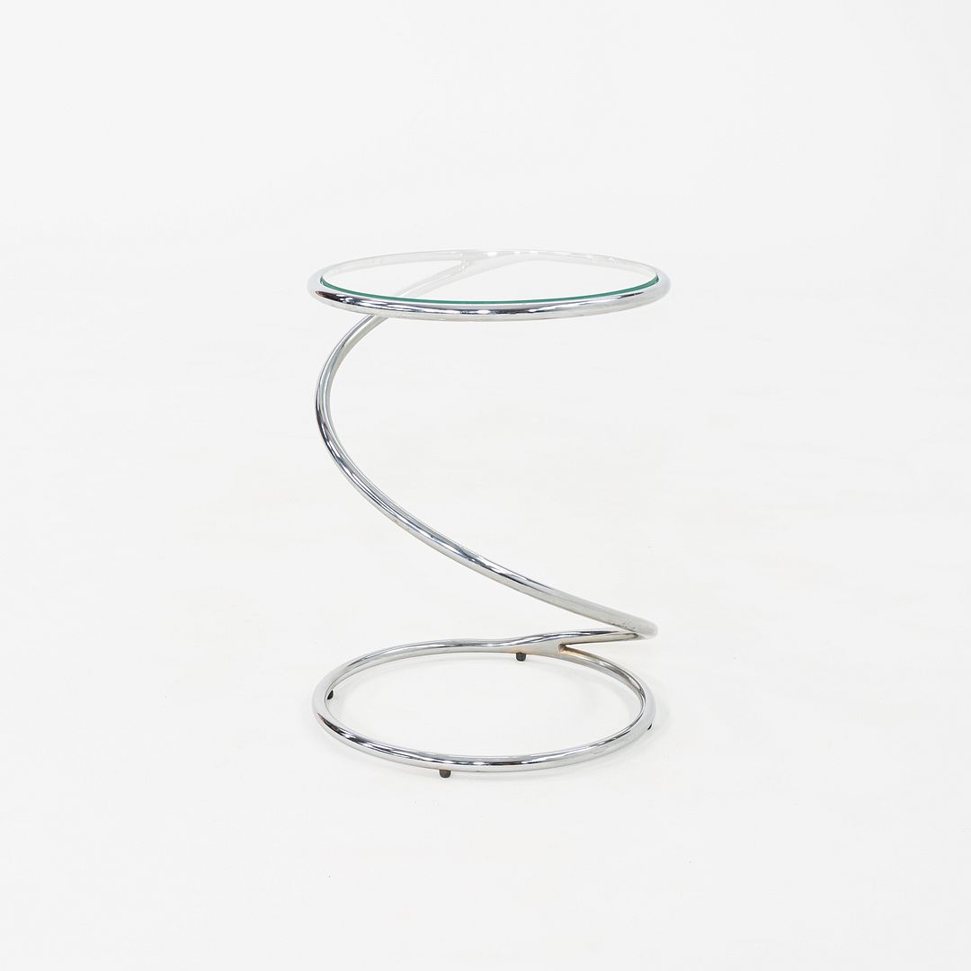 1970s Pair of Pace Collection Spring Side or End Tables in Chrome and Glass