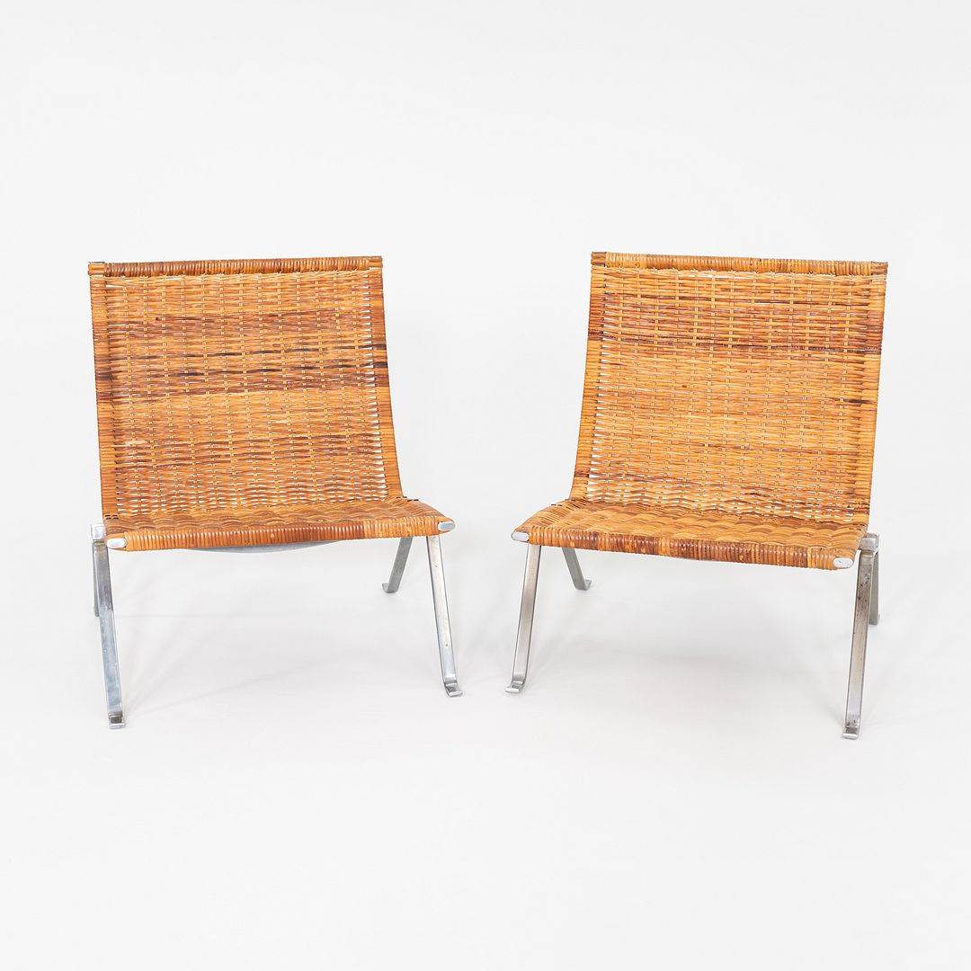 SOLD 1960s Pair of Poul Kjaerholm for E. Kold Christensen PK 22 Wicker Lounge Chairs