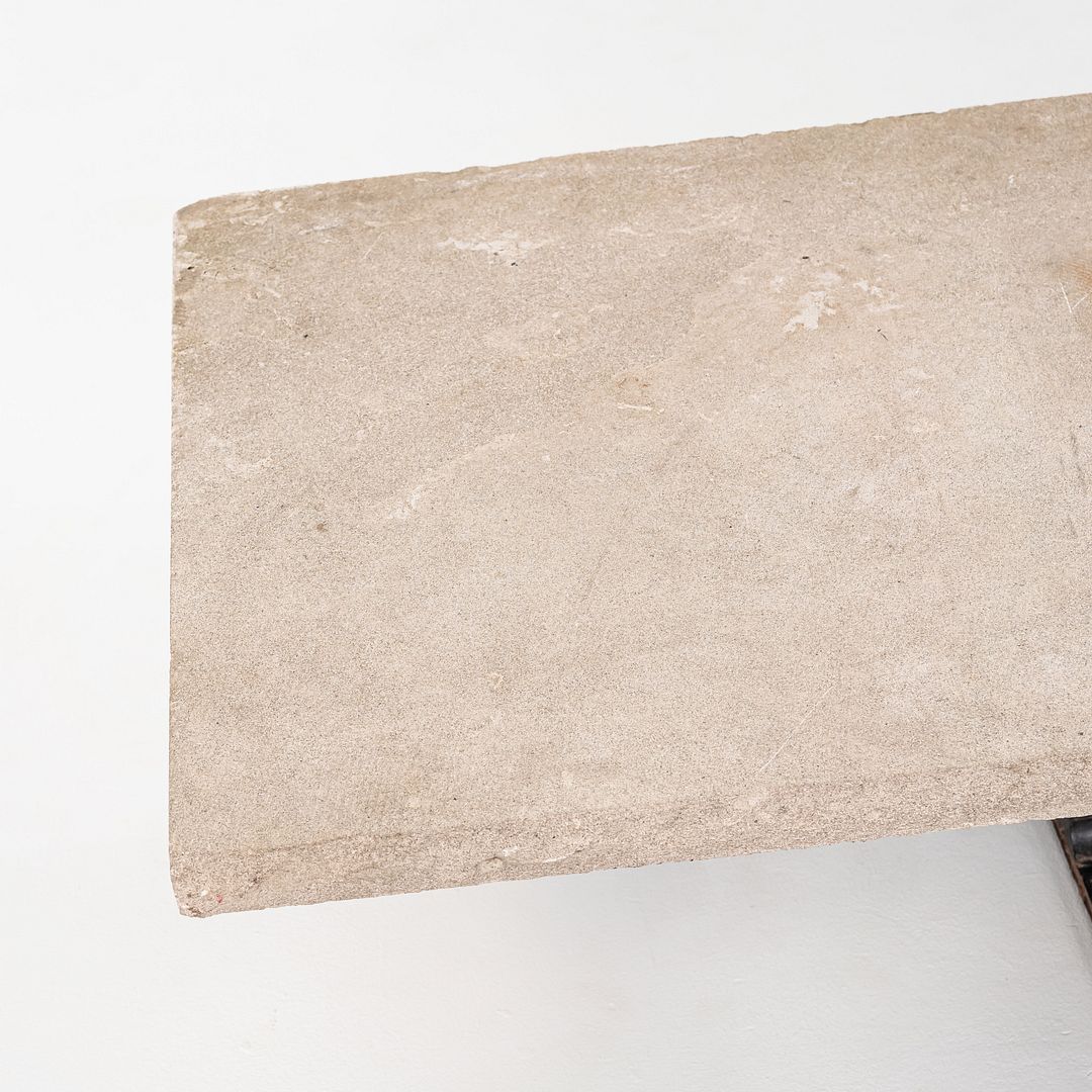 1970s Brutalist Limestone & Steel Coffee Table by Powell & Kleinschmidt of SOM