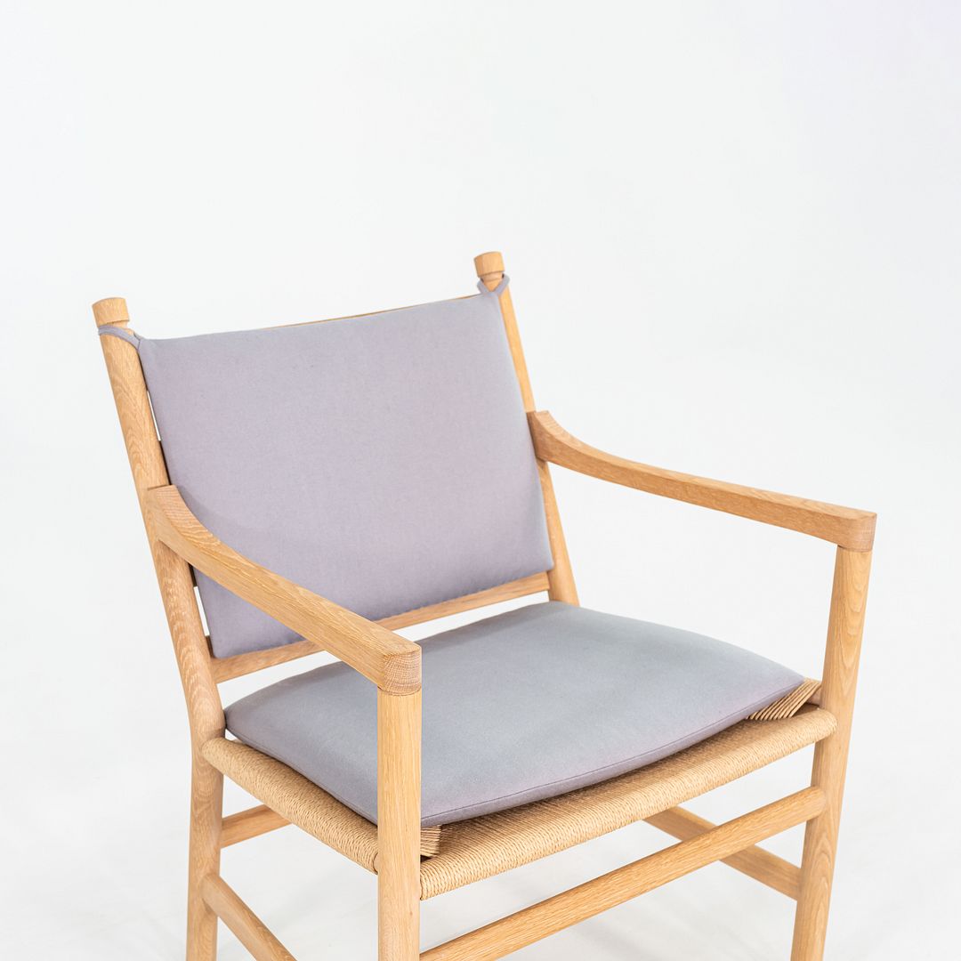 C. 2020 Pair of Hans Wegner for Carl Hansen CH44 Ladderback Lounge Chairs in Oak with Cushions