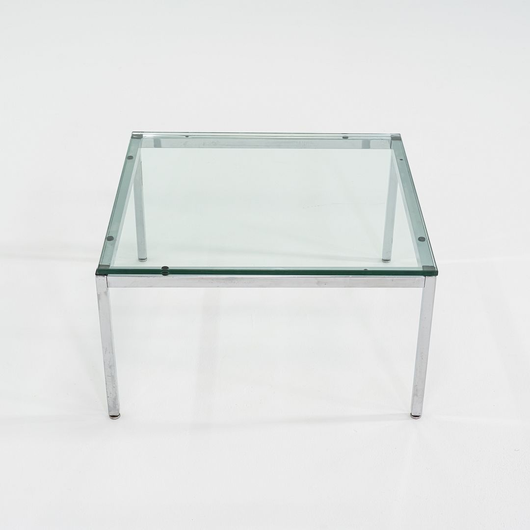 1990s Florence Knoll Side / End Table w/ Glass Top 26x26x14 Inches 6+ Available