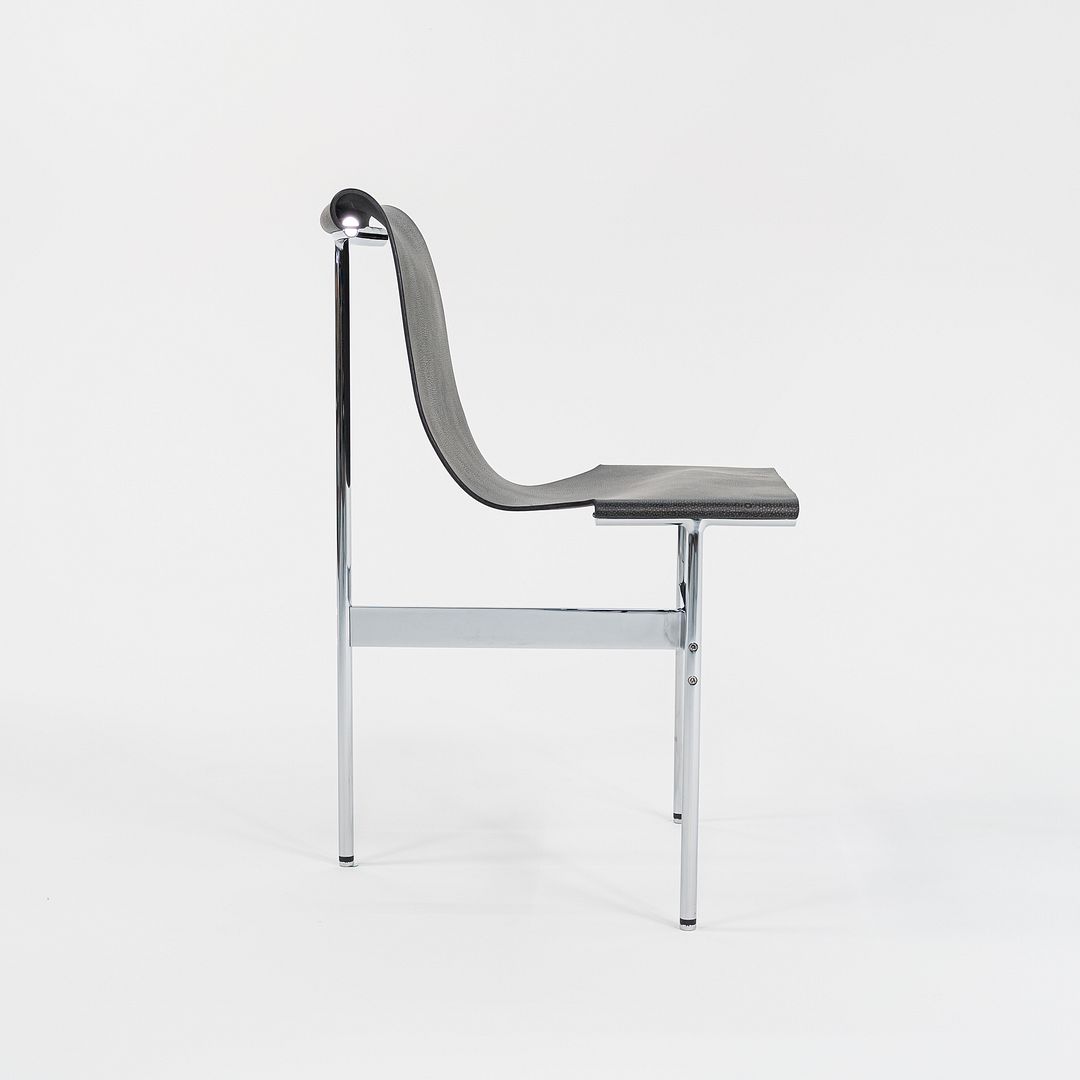 Set of Four Made to Order Gratz TG-10 Sling Dining Chairs Black Speckled Leather