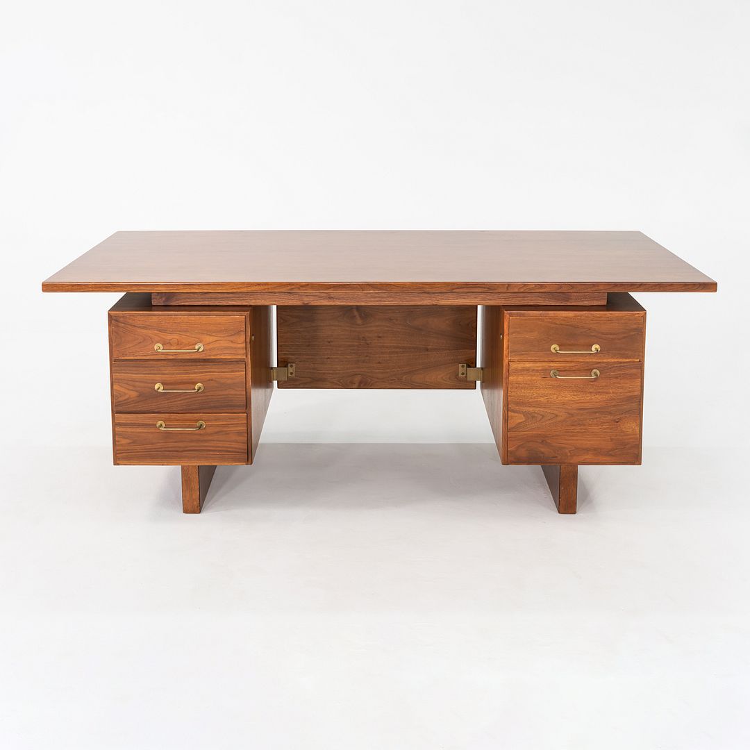 1970s Jens Risom Design Executive Desk in Walnut with Five Drawers