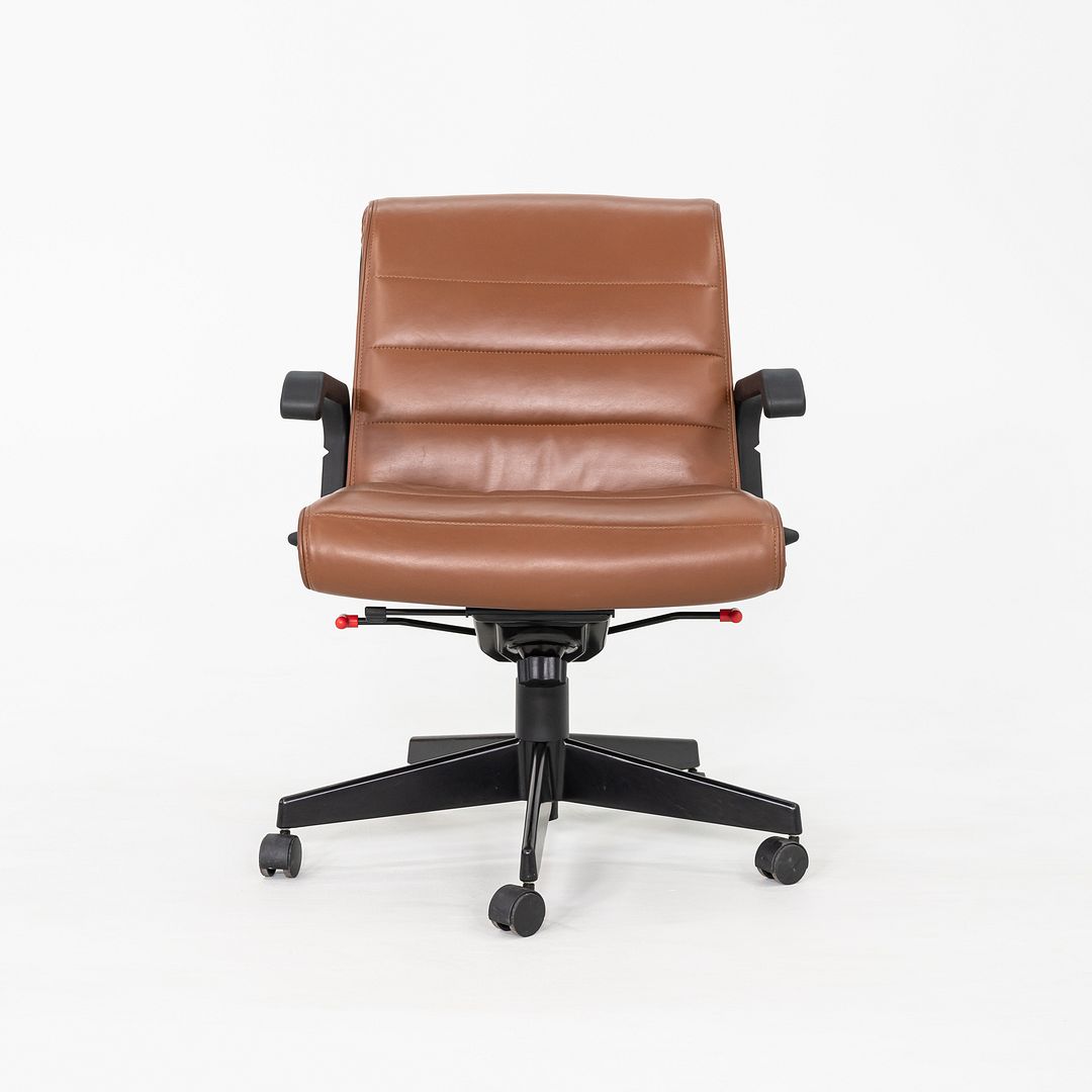 2005 Richard Sapper for Knoll Management Desk Chairs in Dark Cognac Leather 16x Available