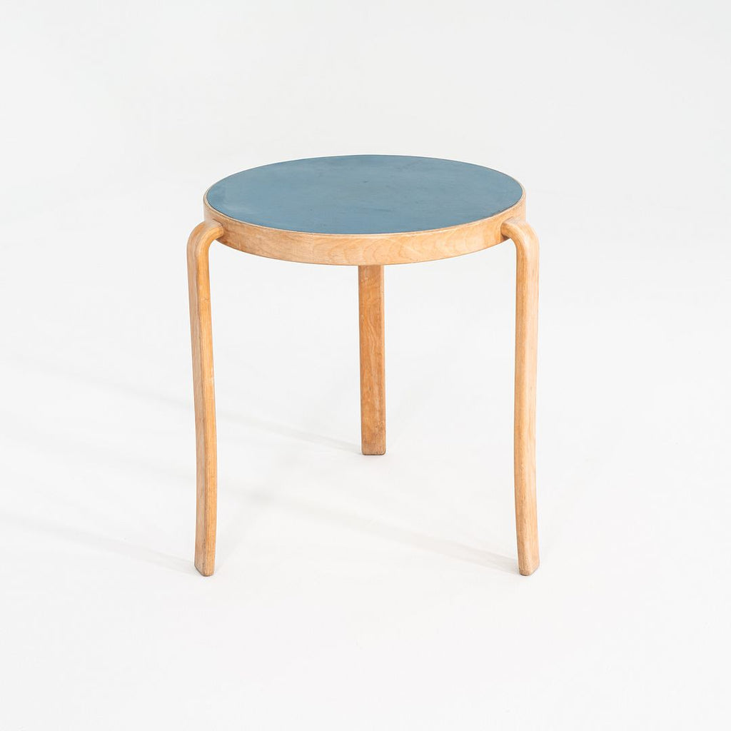 1980s Rud Thygesen & Johnny Sorensen for Magnus Olesen Beech Table Blue Top 26"