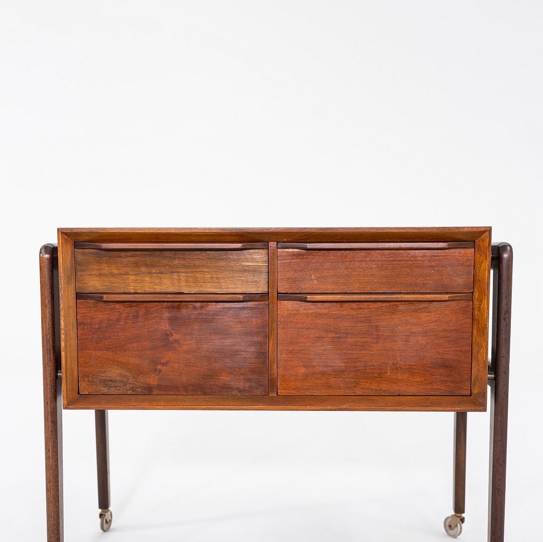 1960s Arne Vodder Rolling Cabinet or Sewing Chest in Teak 17 x 28 x 23 inches