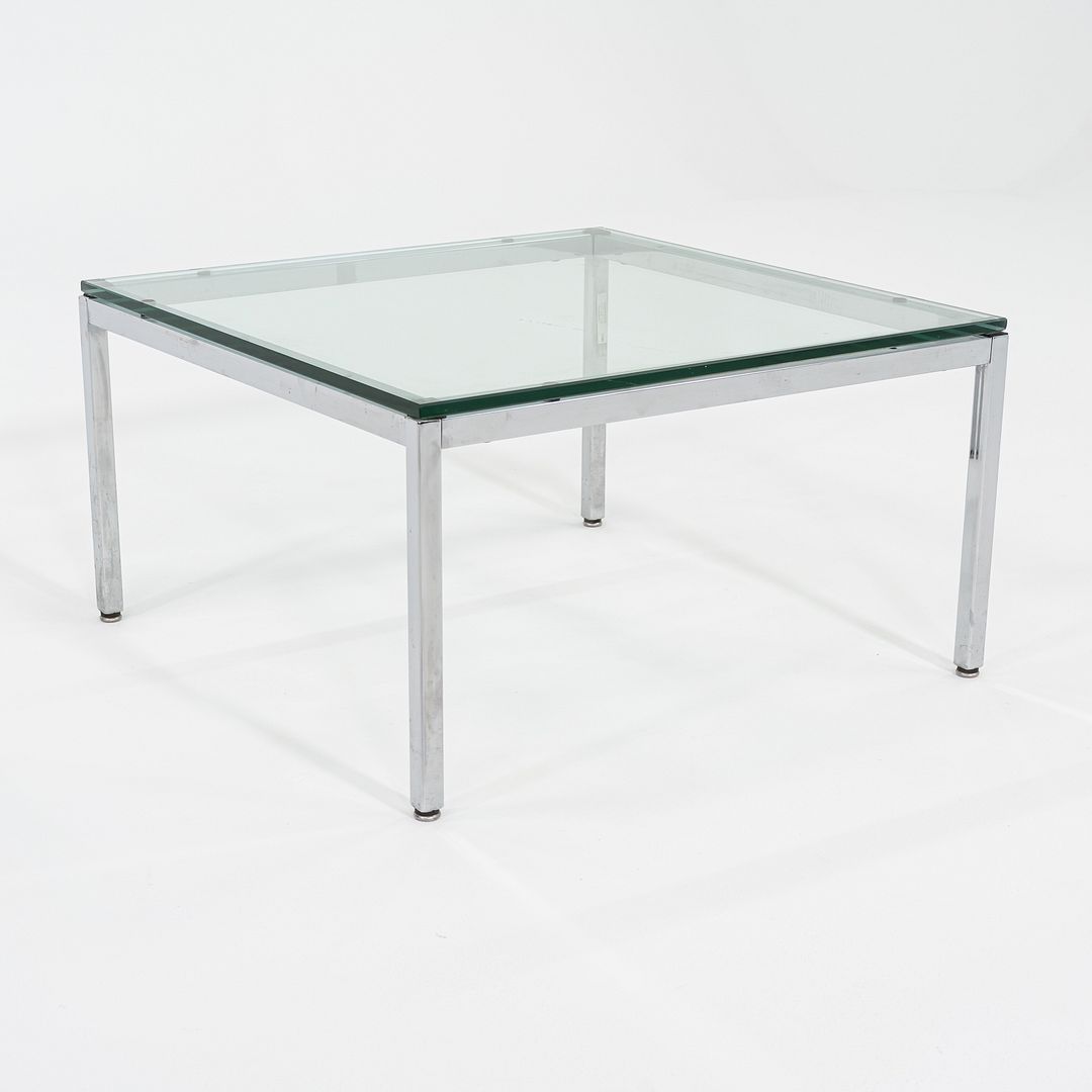 1990s Florence Knoll Side / End Table w/ Glass Top 26x26x14 Inches 6+ Available