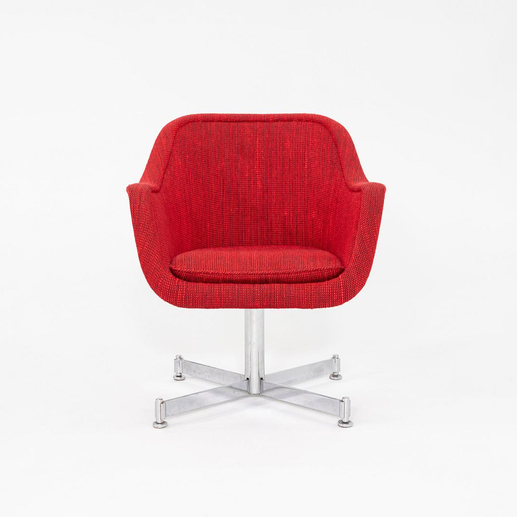 1970s Ward Bennett for Brickel Associates Bumper Swivel Armchair in Red Fabric