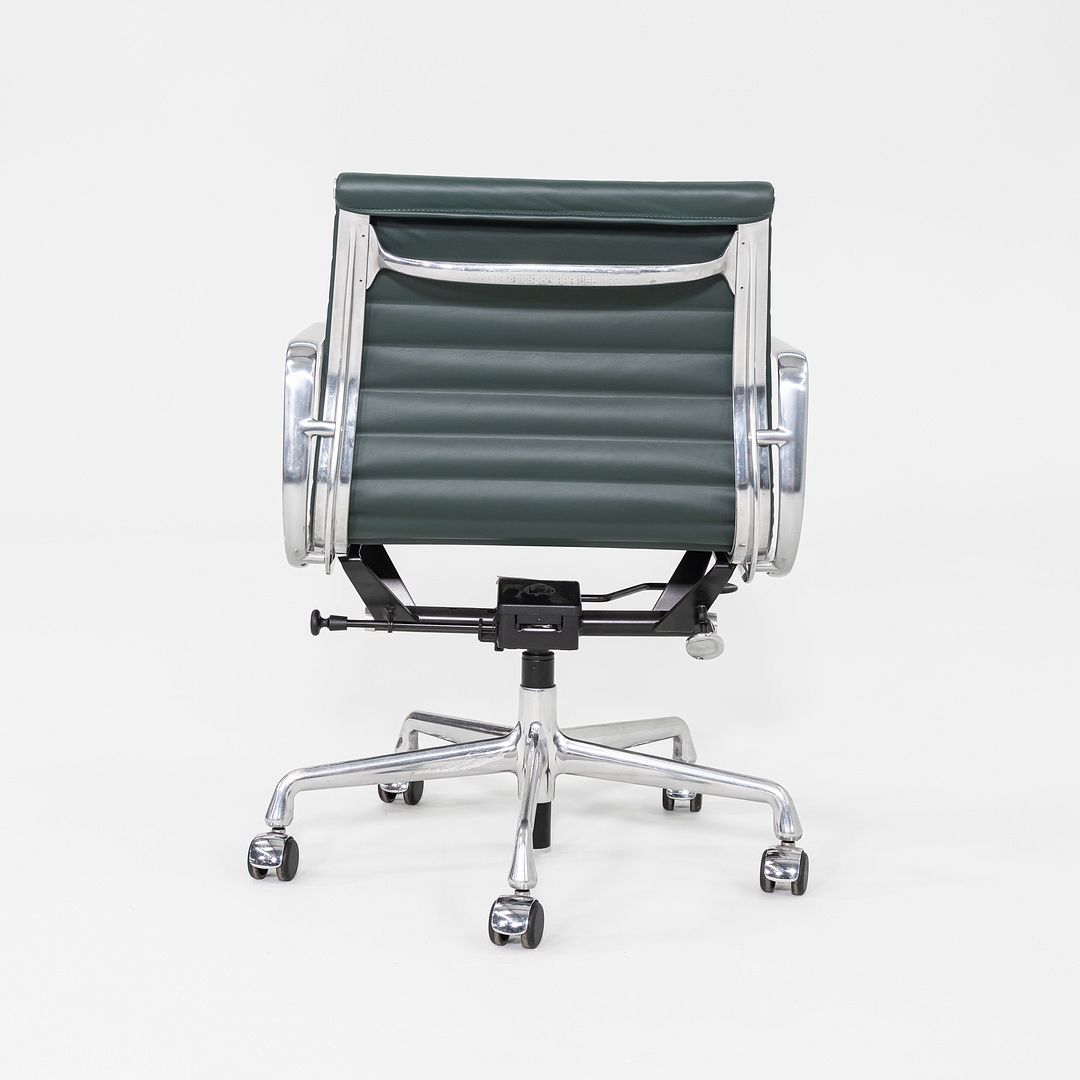 SOLD 2020s Herman Miller Eames Aluminum Group Management Desk Chair in Green Leather