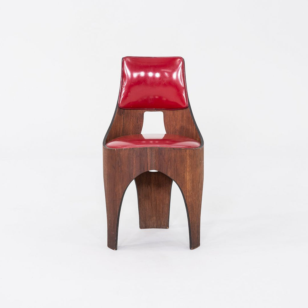 1950s Henry P. Glass for Richbilt Cylindra Dining Chair in Walnut and Red Vinyl