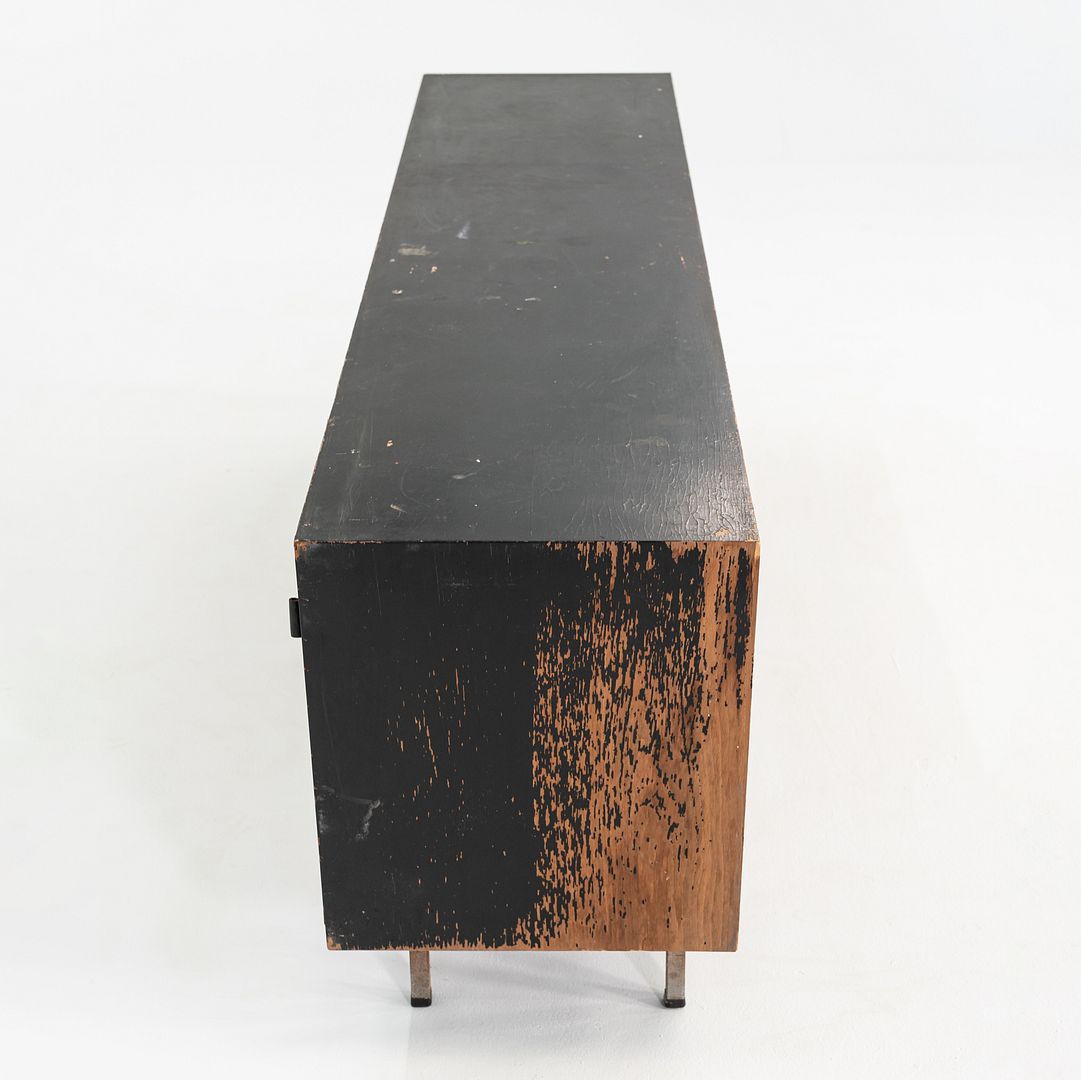 1950s Florence Knoll Credenza Black & White w/ Original Leather Pulls Model 541